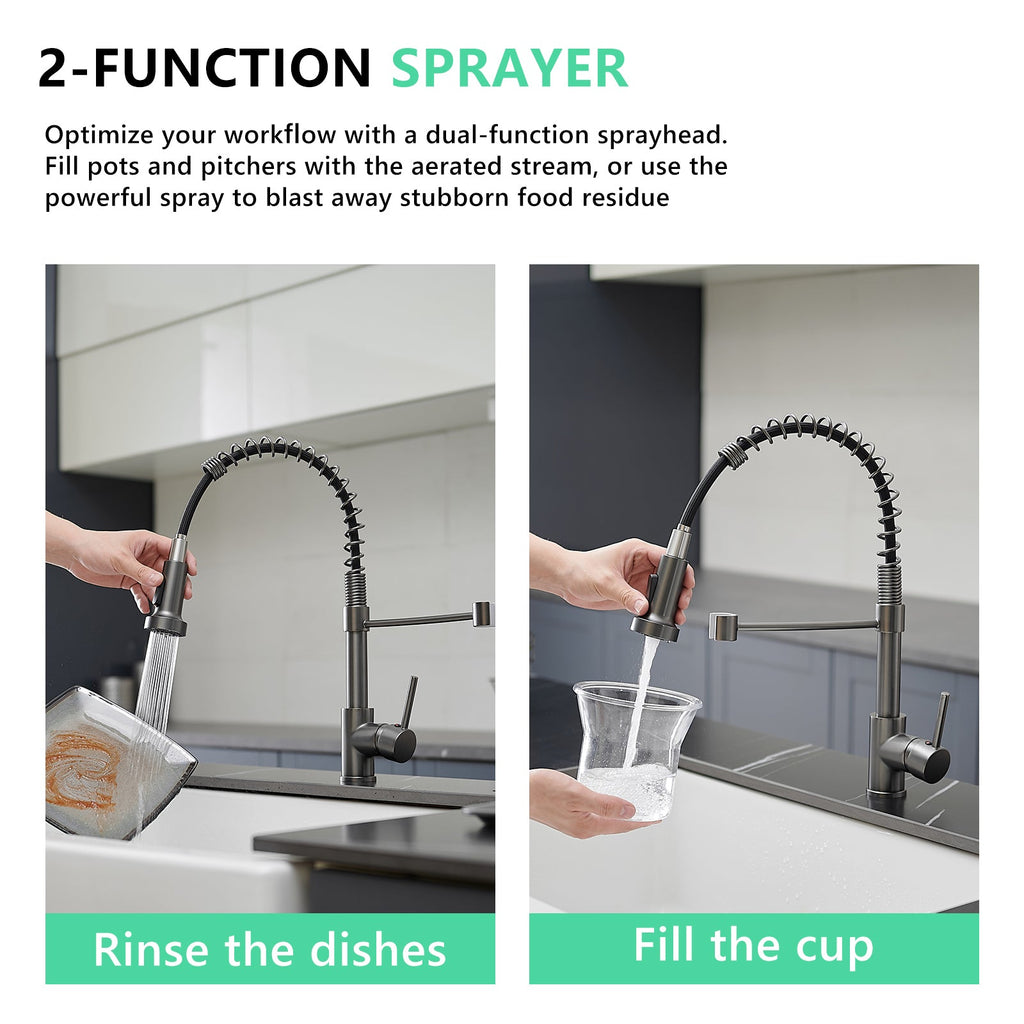 Commercial Kitchen Faucet Pull Down Sprayer Single Handle Sink