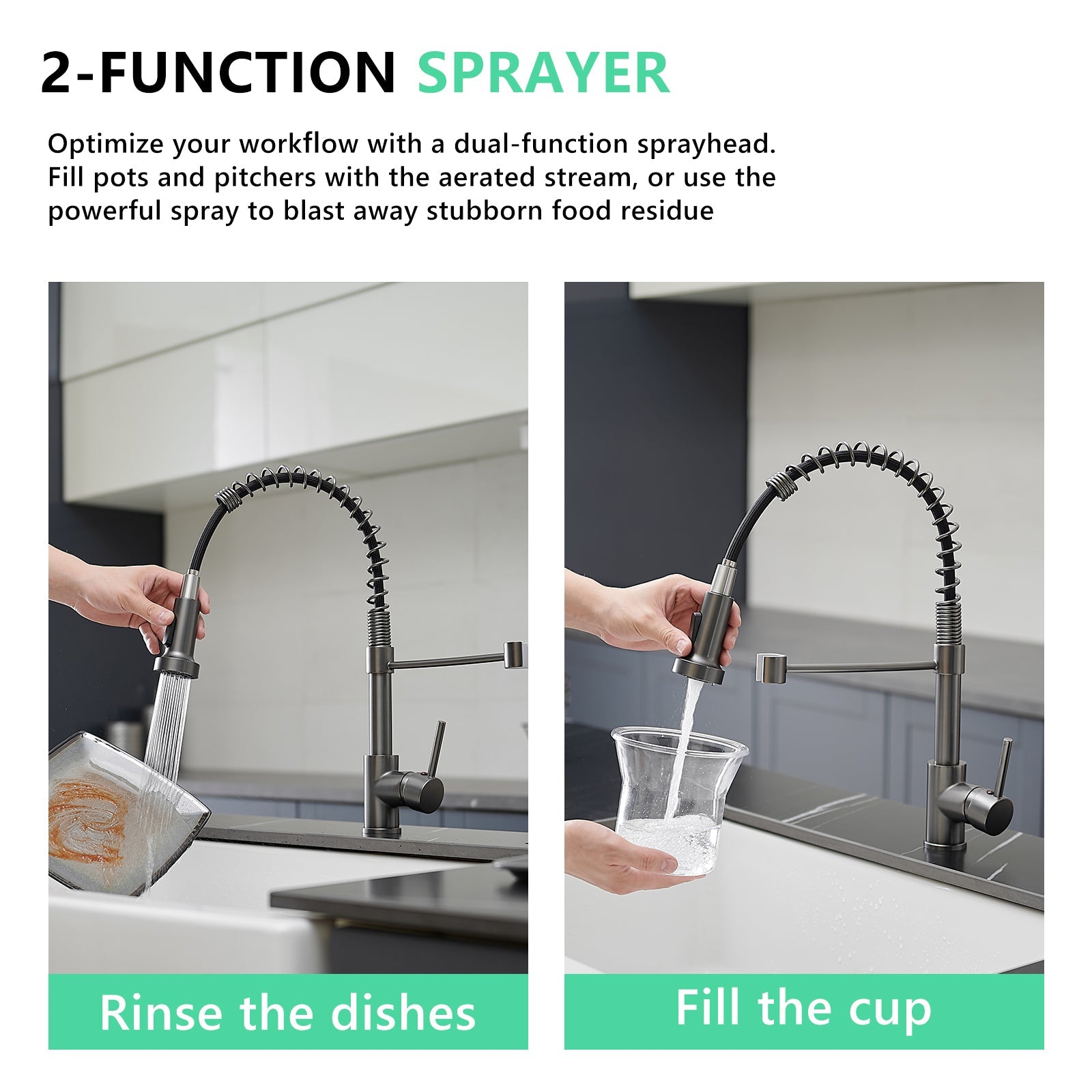 Commercial Kitchen Faucet Pull Down Sprayer Single Handle Sink