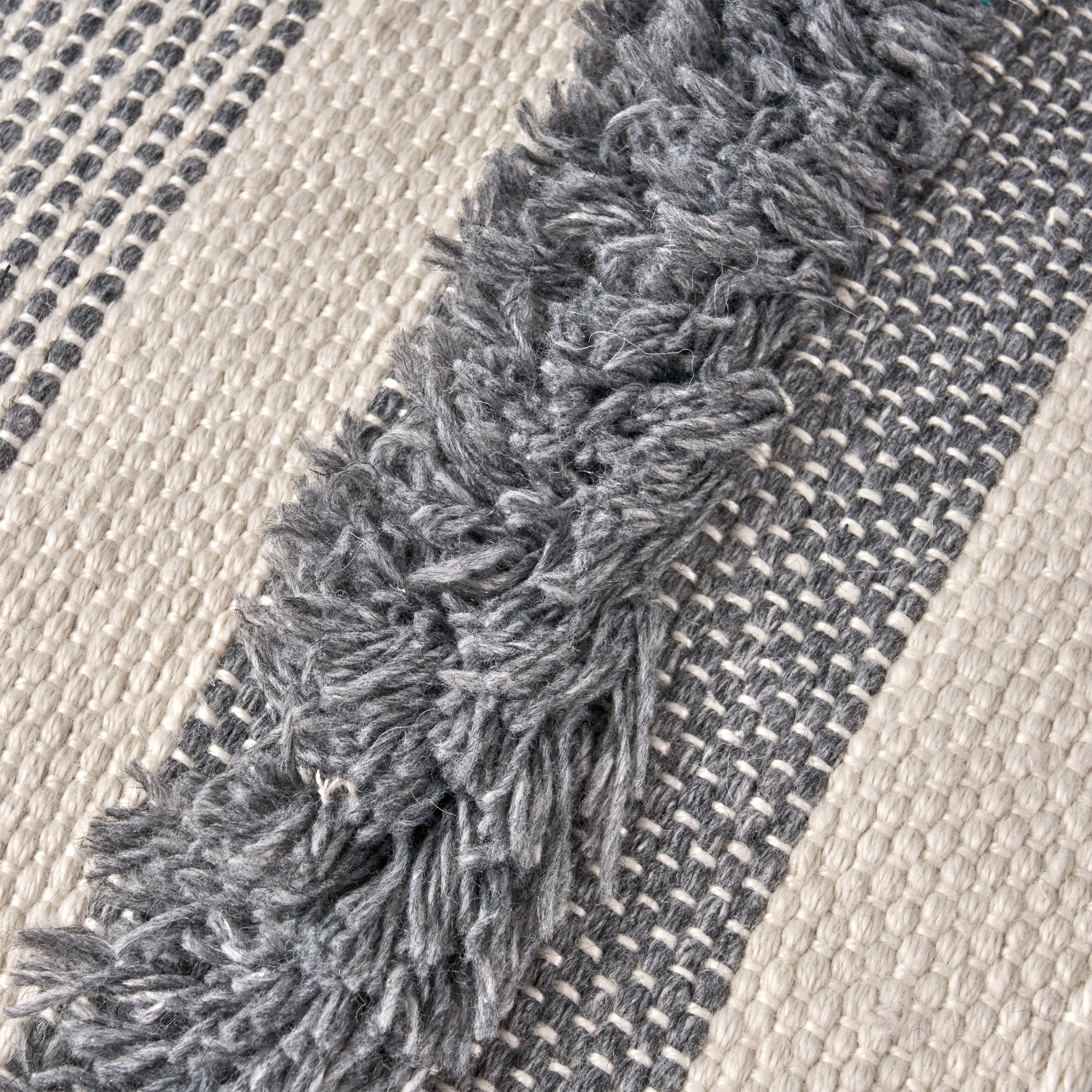 Large Faux Yarn Pouf, Ivory Grey Fabric, 26x26 Inches