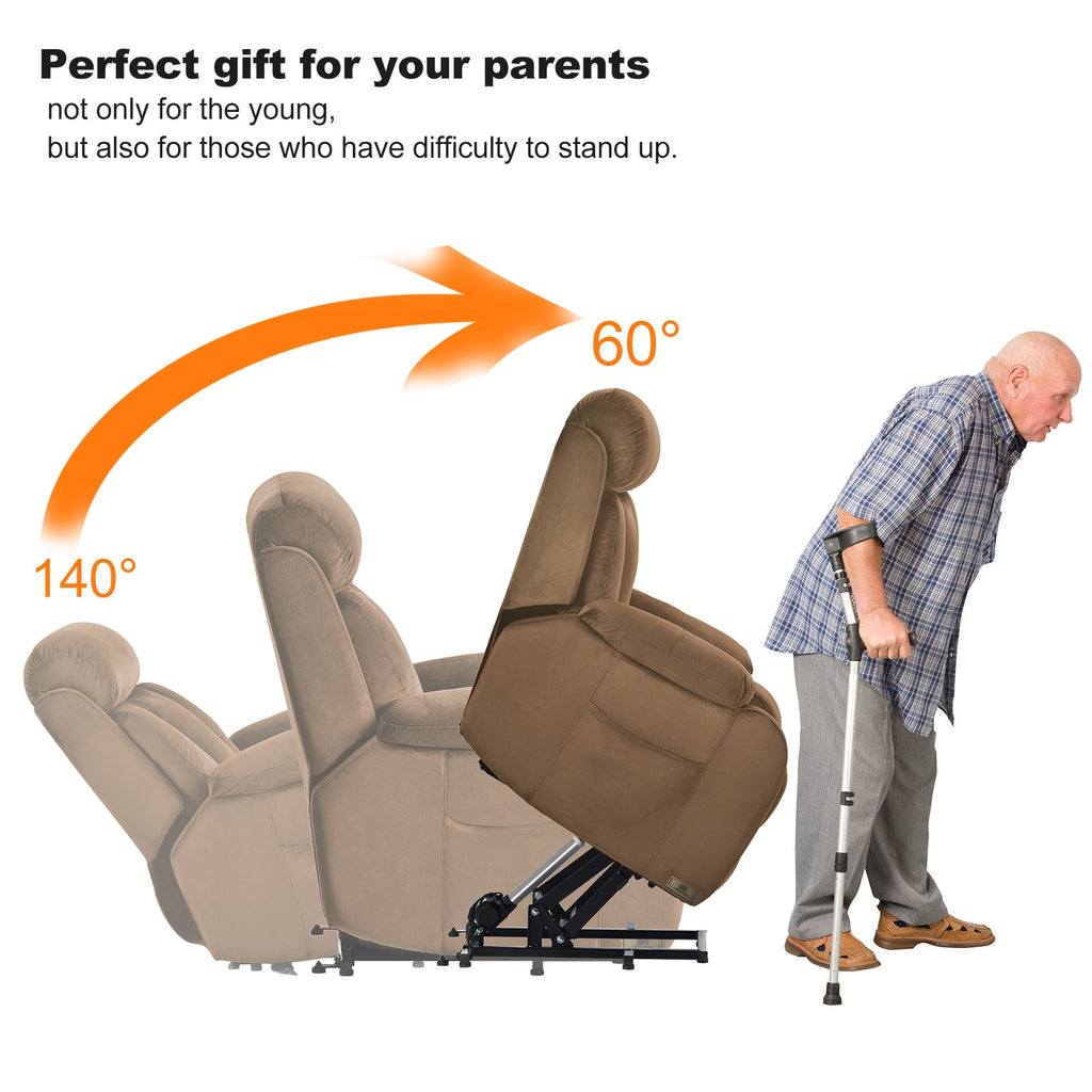 Lift Chair Recliner Power Recline Brown Cashmere for Elderly
