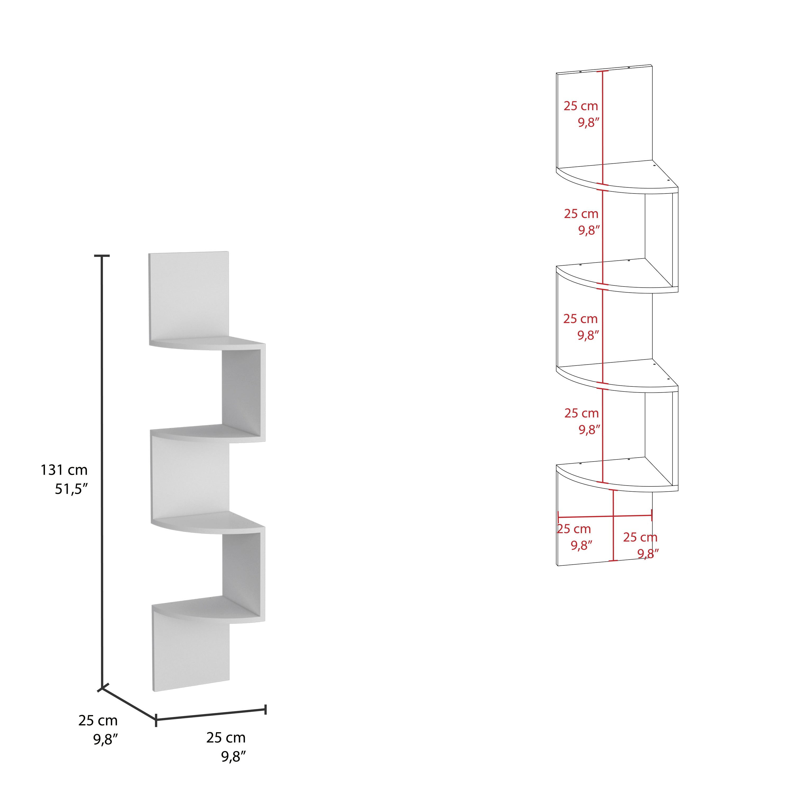 Modern Corner Shelf Full-Wall Design Multiple Shelving