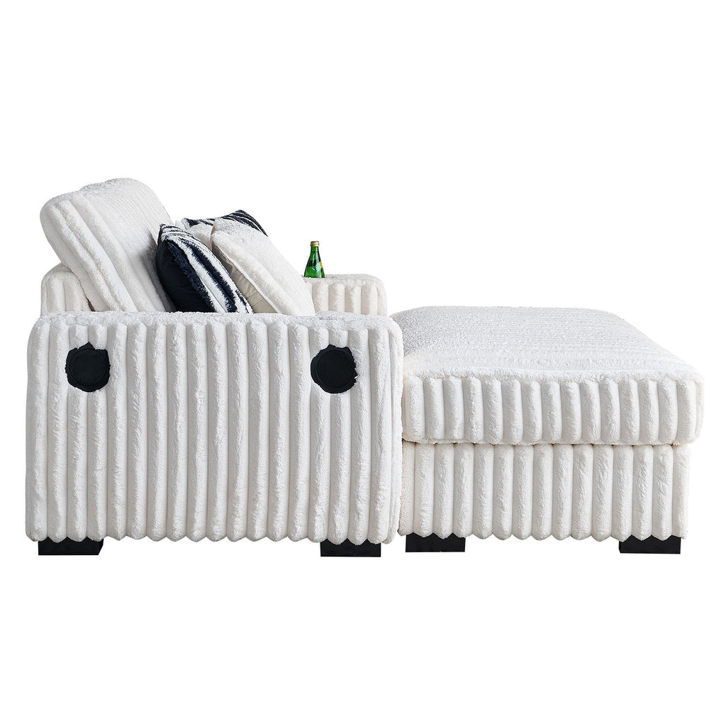 Beige Square Arm Loveseat with Ottoman and Pillows 61.42