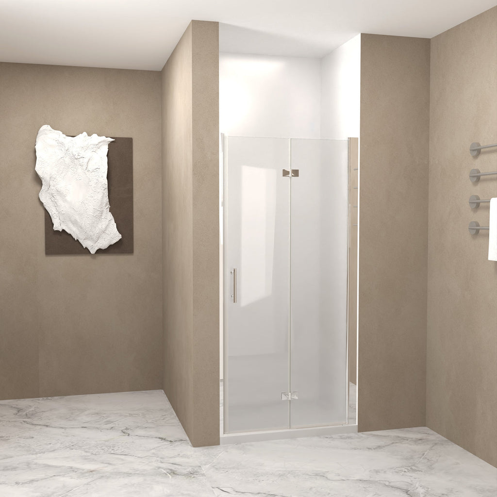 29-28" x 72" Bifold Shower Door Tempered Glass Chrome Frame