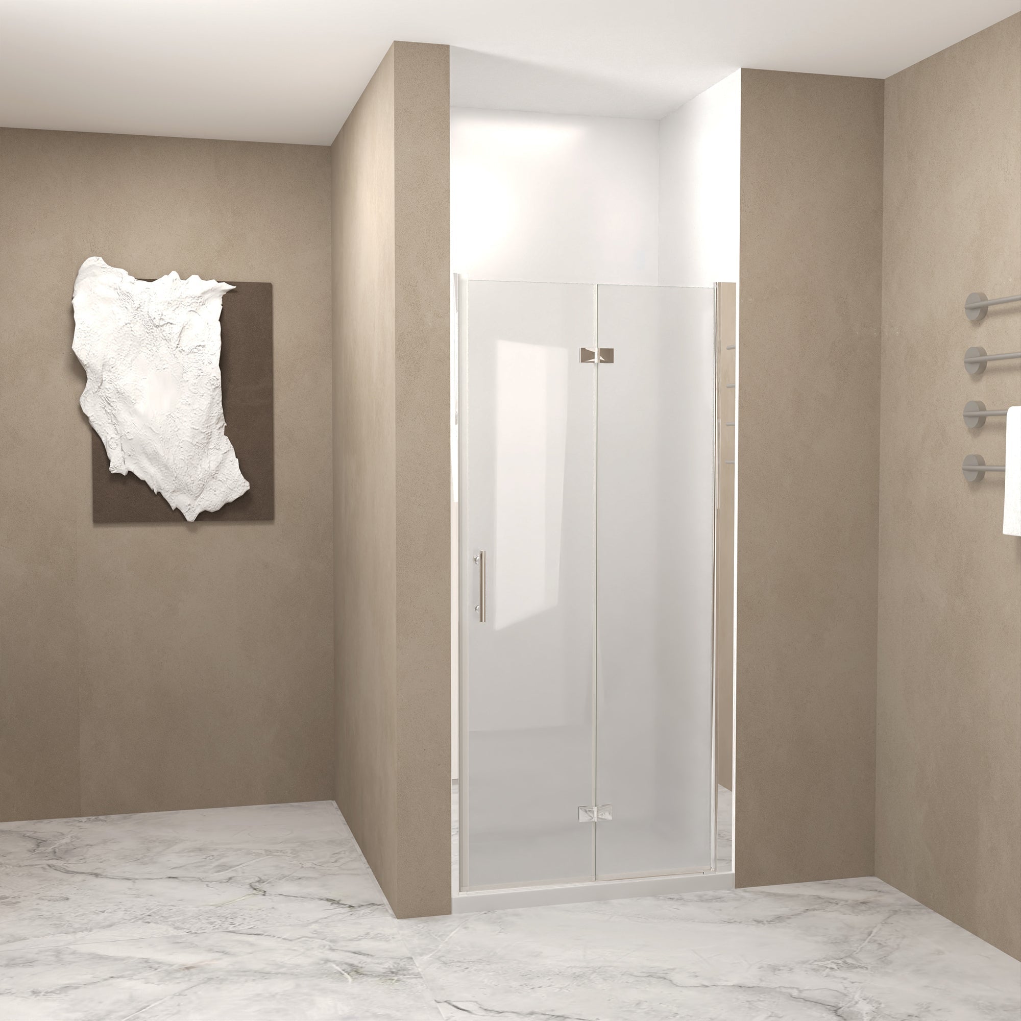 29-28" x 72" Bifold Shower Door Tempered Glass Chrome Frame