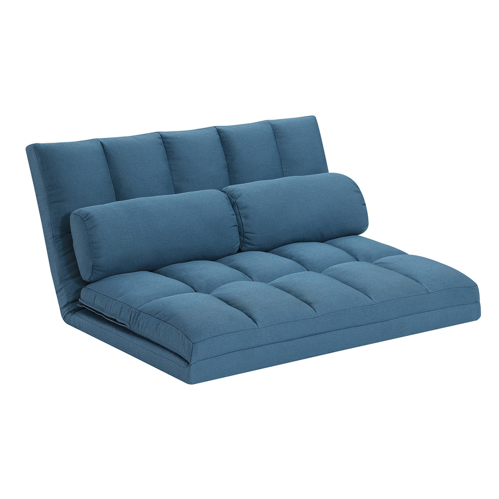 3-Fold Blue Sofa Bed with High-Density Foam & 2 Pillows