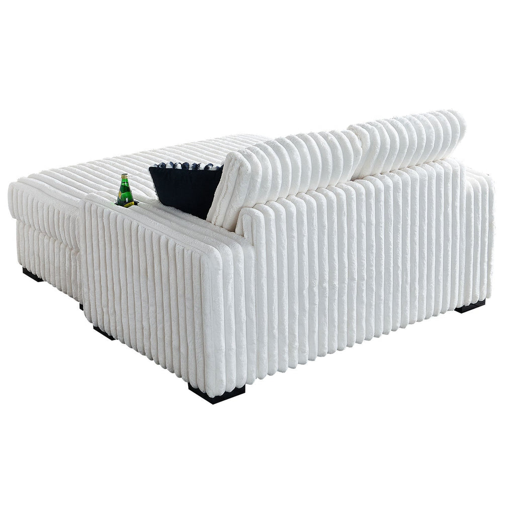 Beige Square Arm Loveseat with Ottoman and Pillows 61.42