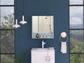 White Mirror Cabinet with Shelves and Double Doors