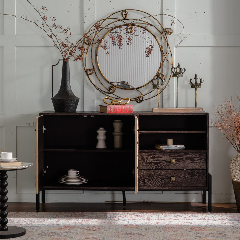 56.3" Mid-Century Modern Sideboard Cabinet - Wood & MDF
