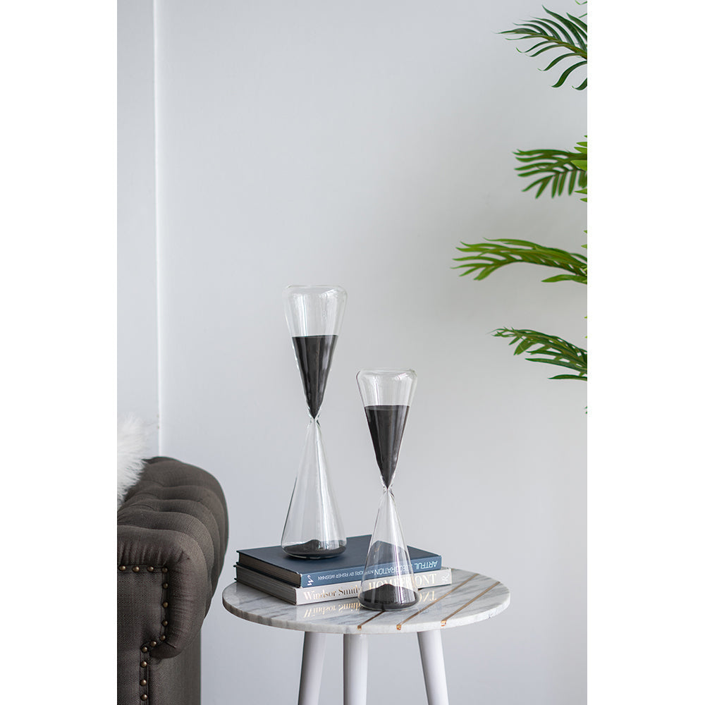 4.5x4.5x15.5" Triangular Hourglass 90 Minutes Black Sand