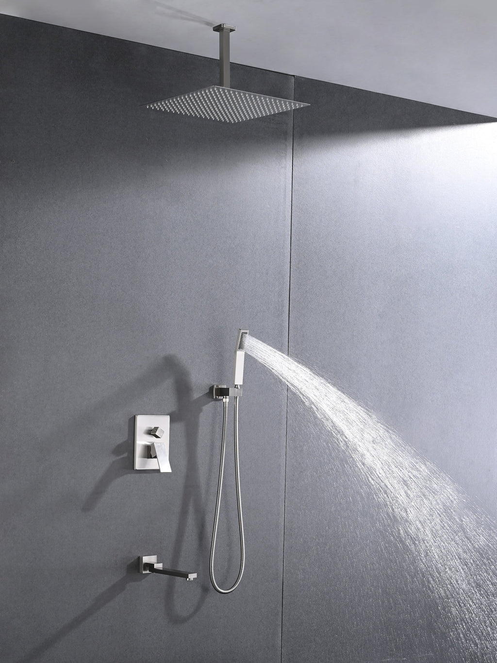 Shower System Combo 16" Head Hand Shower Tub Spout