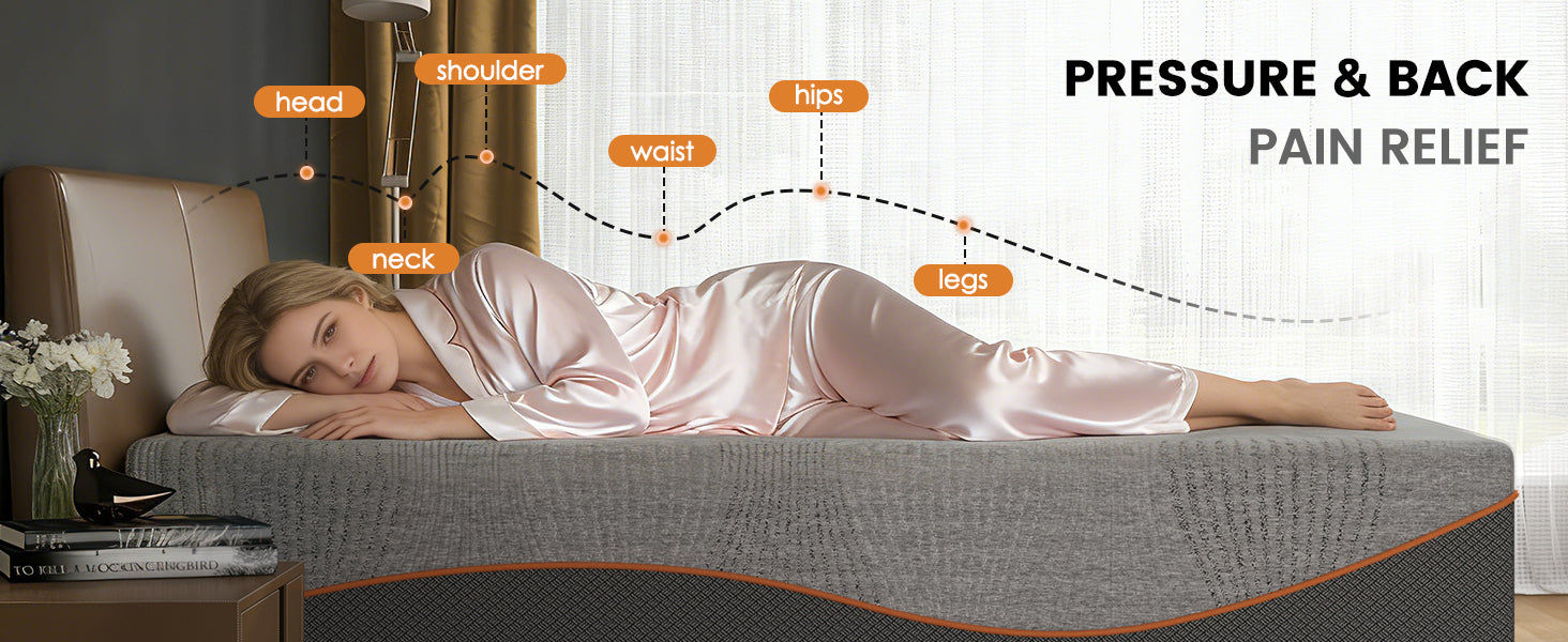 King Size 10 Inch Memory Foam Mattress, Cooling Breathable