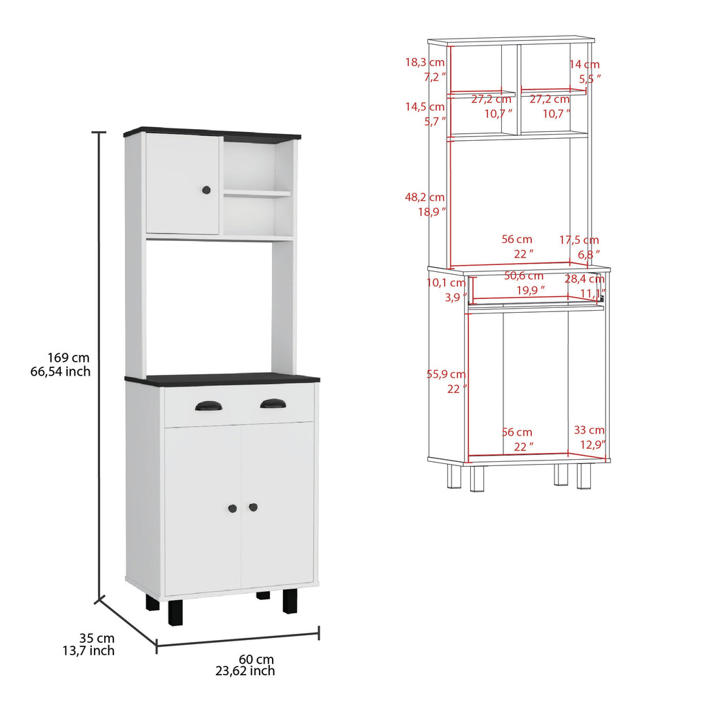 Salem Kitchen Pantry with 2 Cabinets, 2 Shelves, Drawer