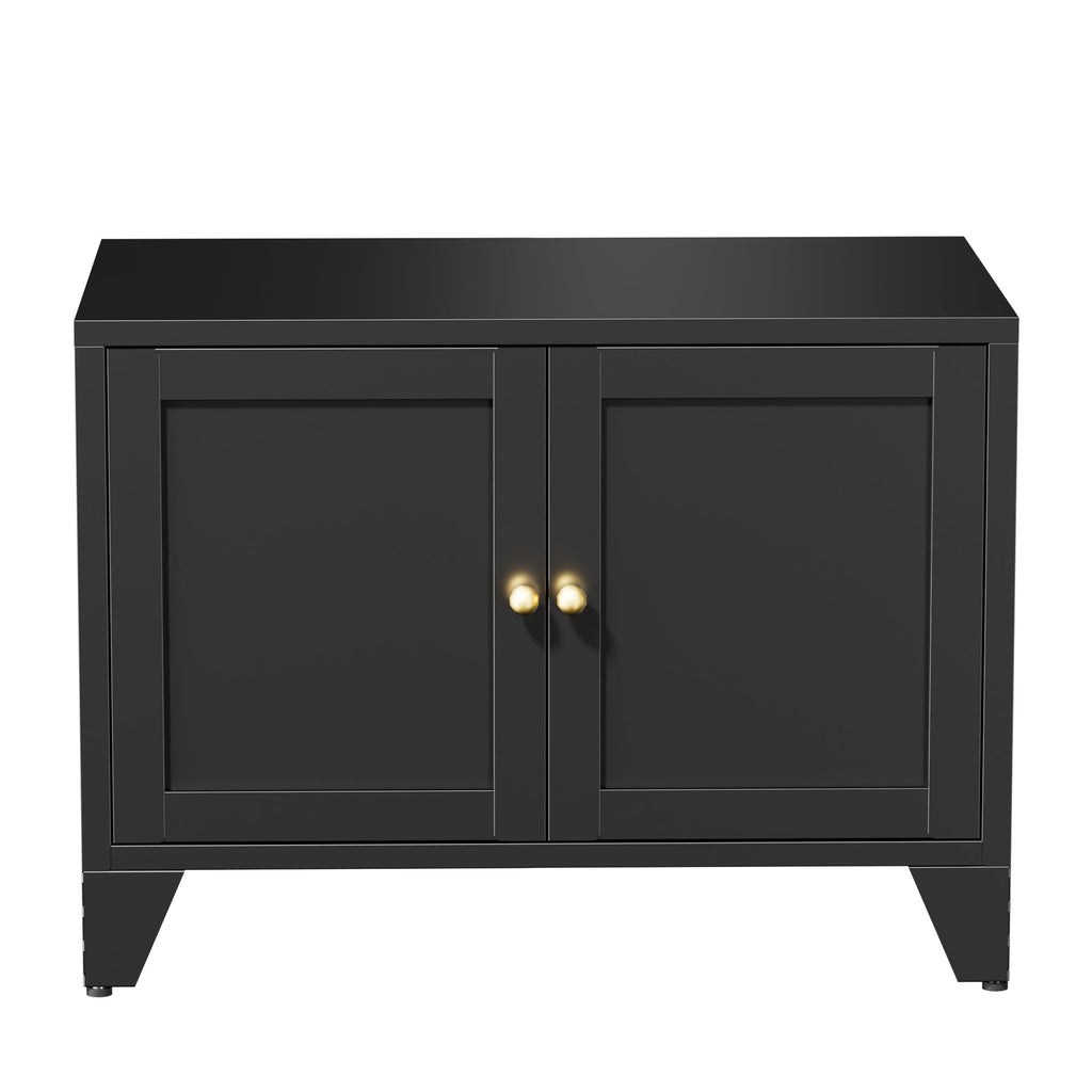 Modern Black Metal Cat Litter Box Enclosure Cabinet Furniture