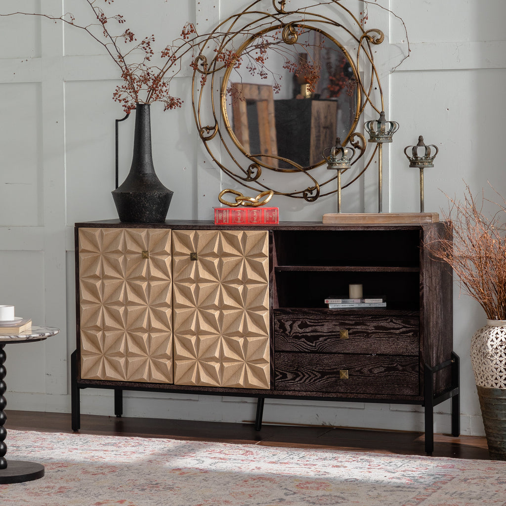 56.3" Mid-Century Modern Sideboard Cabinet - Wood & MDF