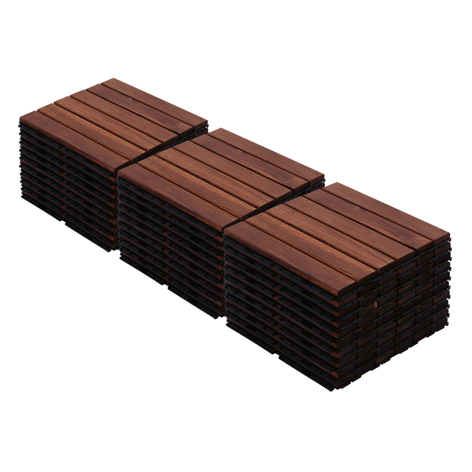 Acacia Hardwood Interlocking Deck Tiles 12" x 12" Patio