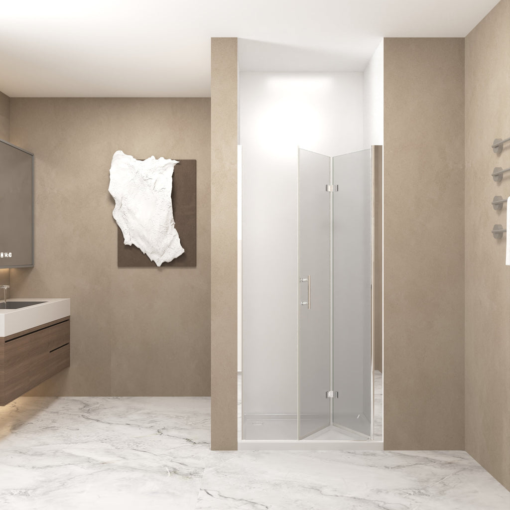 29-28" x 72" Bifold Shower Door Tempered Glass Chrome Frame