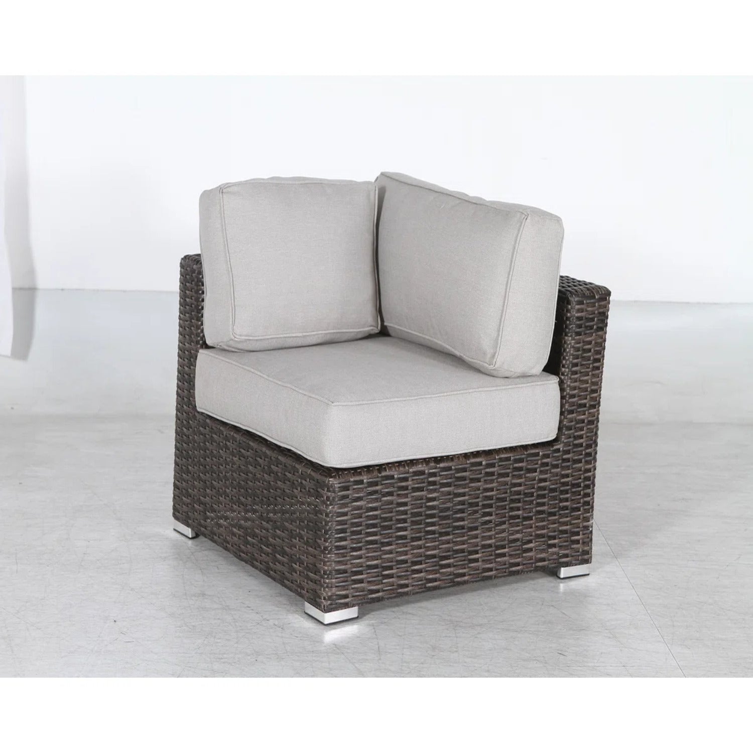 Outdoor Sofa Set HDPE Wicker Brown Gray 3 Piece Sofa Sectional Glass Table