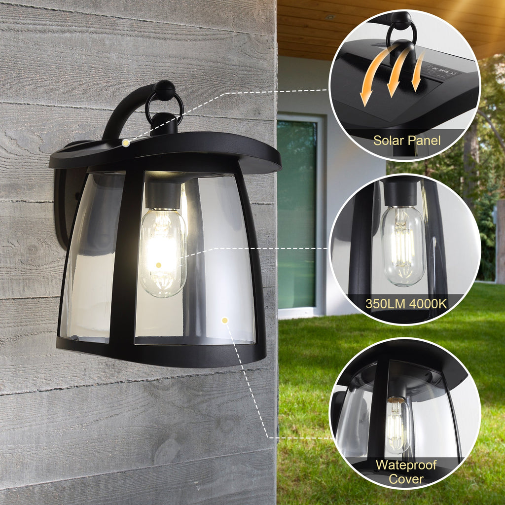 Solar Wall Lanterns IP54 Waterproof Outdoor Hanging Lights 4 Modes