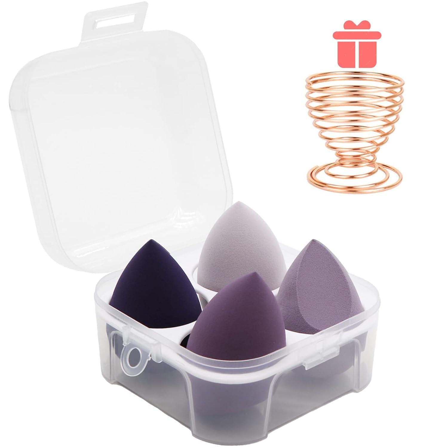 Makeup Beauty Blender Sponge Set 4Pcs W/ Holder & Travel Case