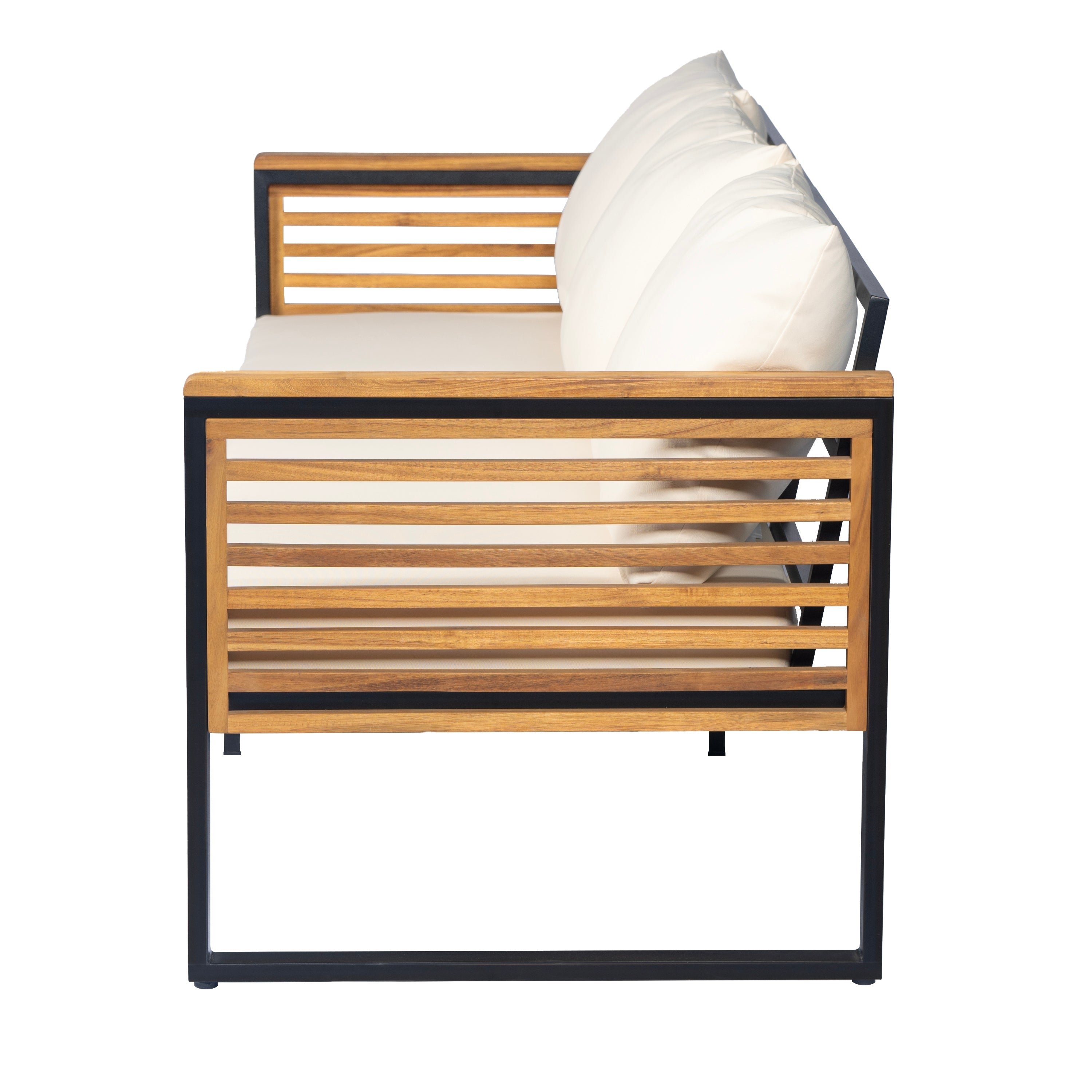 3 Piece Outdoor Patio Set Acacia Wood Steel