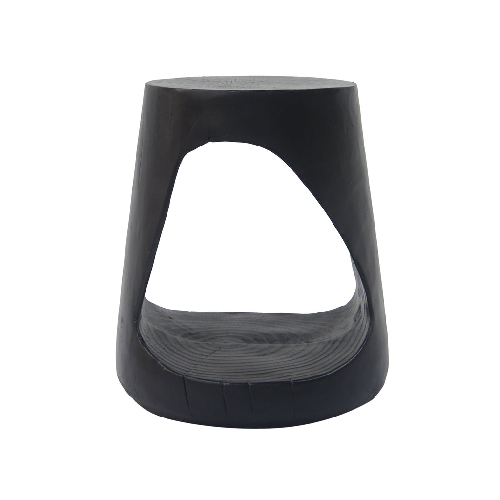 MGO Hollow Side Table, Wood-like Texture, Black, Durable Weather Resistant