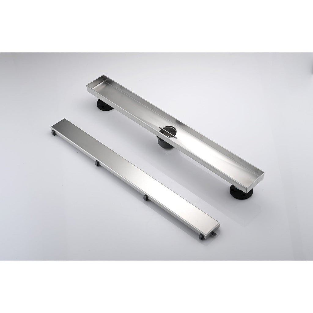 24 Inch Linear Shower Drain with Hair Strainer and Leveling Feet