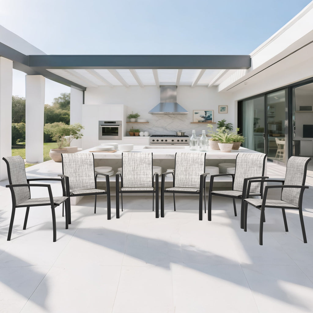Set of 2 Metal Outdoor Dining Chairs, Black, All Weather