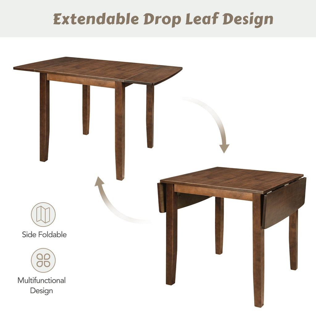 3-Piece Wood Drop Leaf Breakfast Nook Dining Table Set Walnut