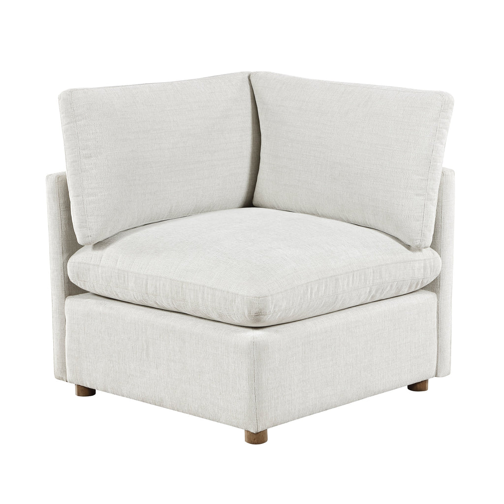 Modern 4-Piece Modular Sectional Beige Fabric Armless