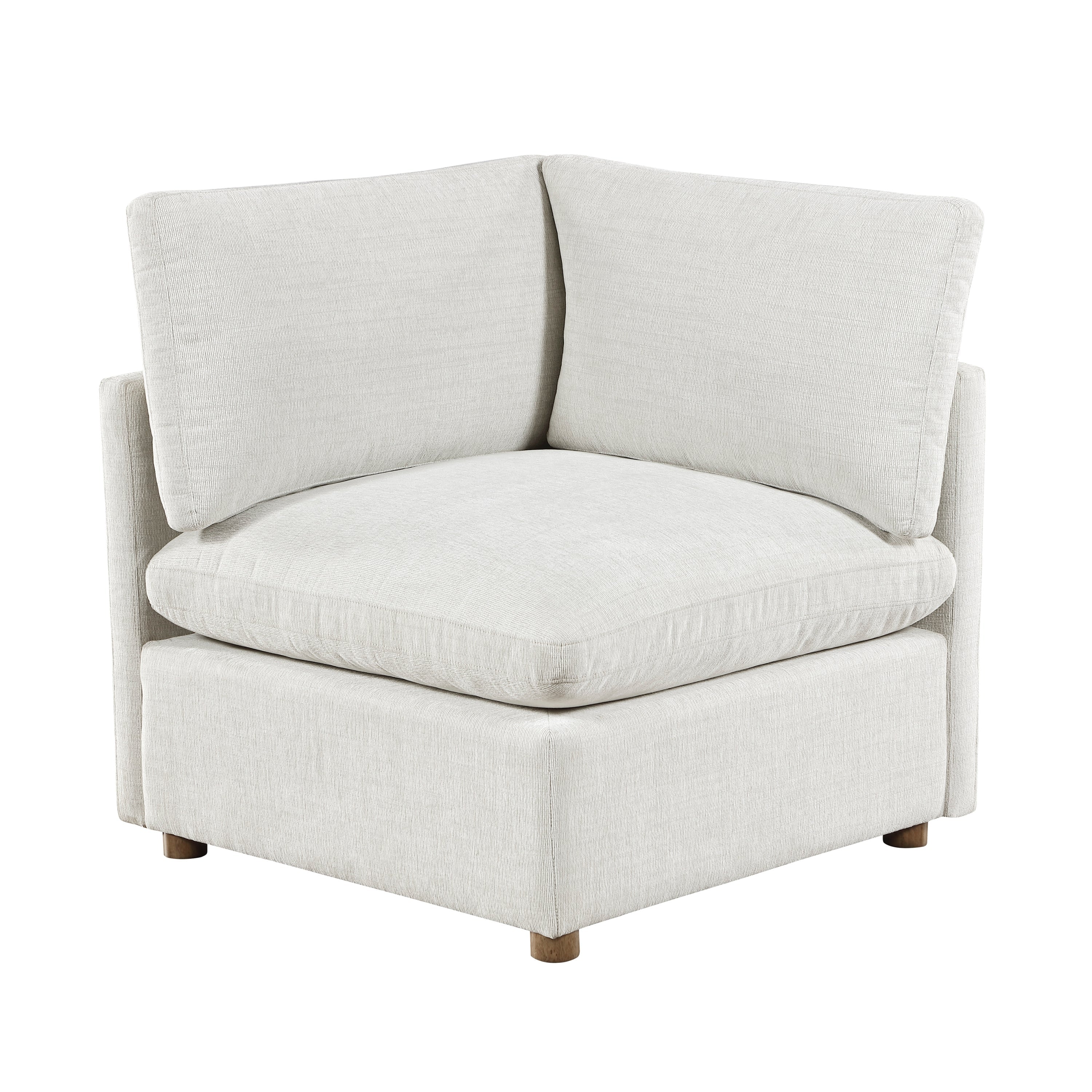 Modern 4-Piece Modular Sectional Beige Fabric Armless