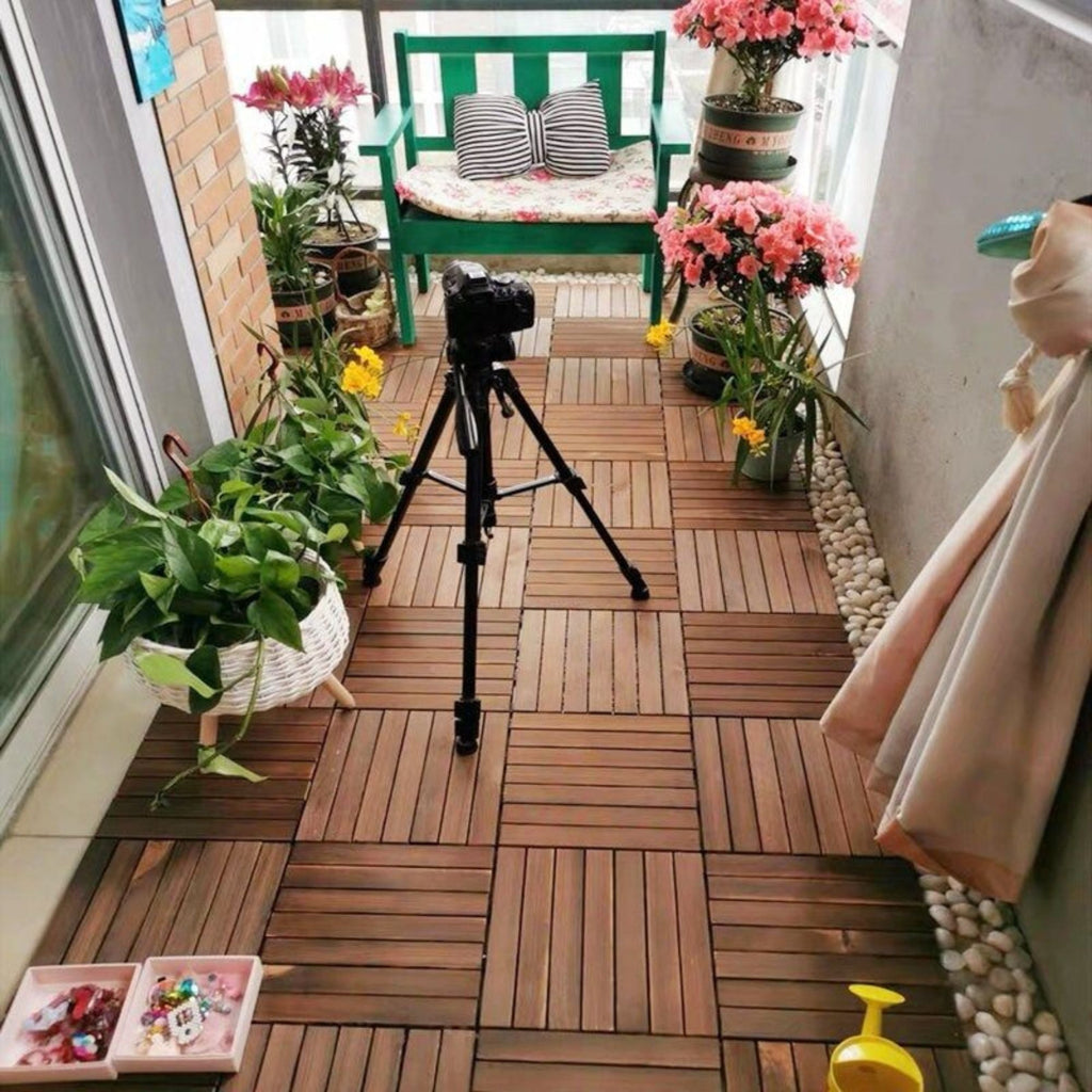 Acacia Hardwood Interlocking Deck Tiles 12" x 12" Patio