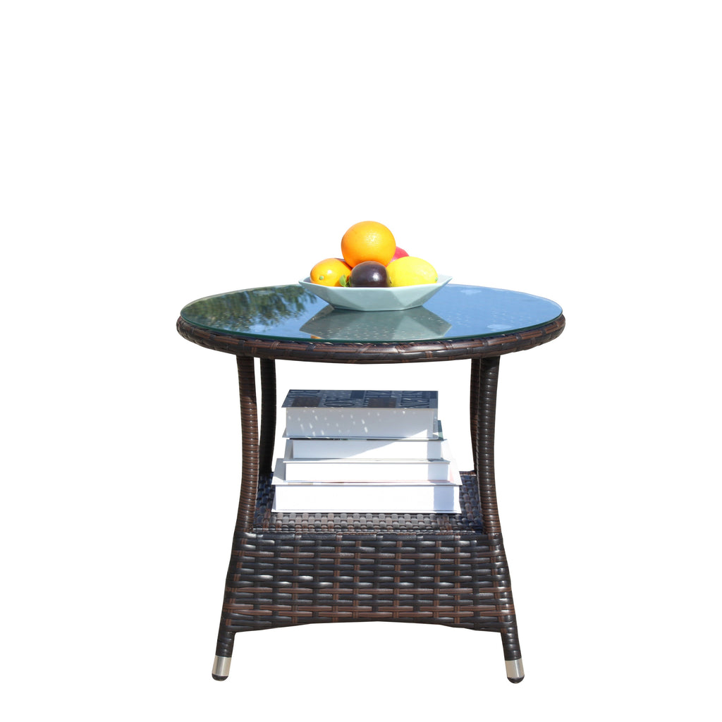 Round Tempered Glass Outdoor Coffee Table