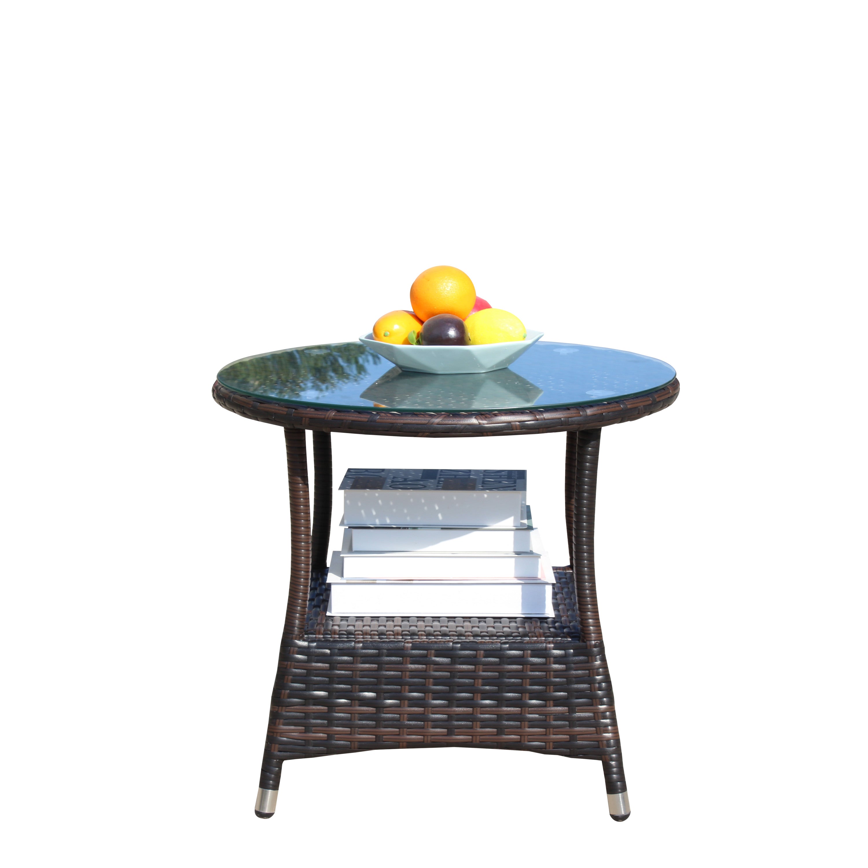 Round Tempered Glass Outdoor Coffee Table