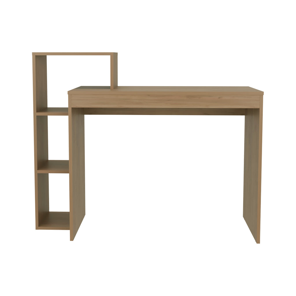 43in Wide Four Shelves Writing Desk, Home Office, Living Room, Natural Oak