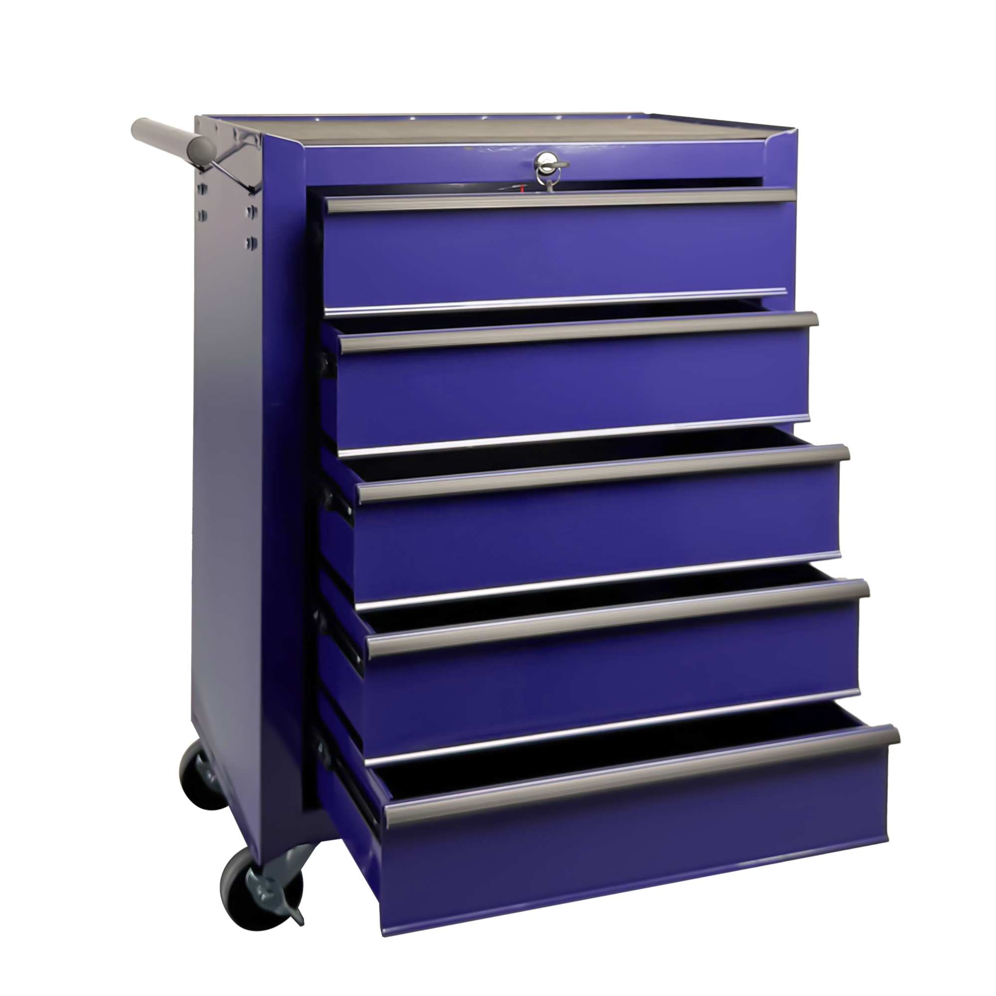 5-Drawer Rolling Metal Tool Chest Cabinet, Purple Steel Storage