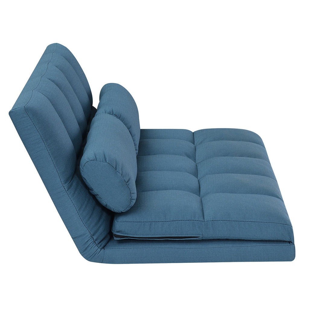 3-Fold Blue Sofa Bed with High-Density Foam & 2 Pillows