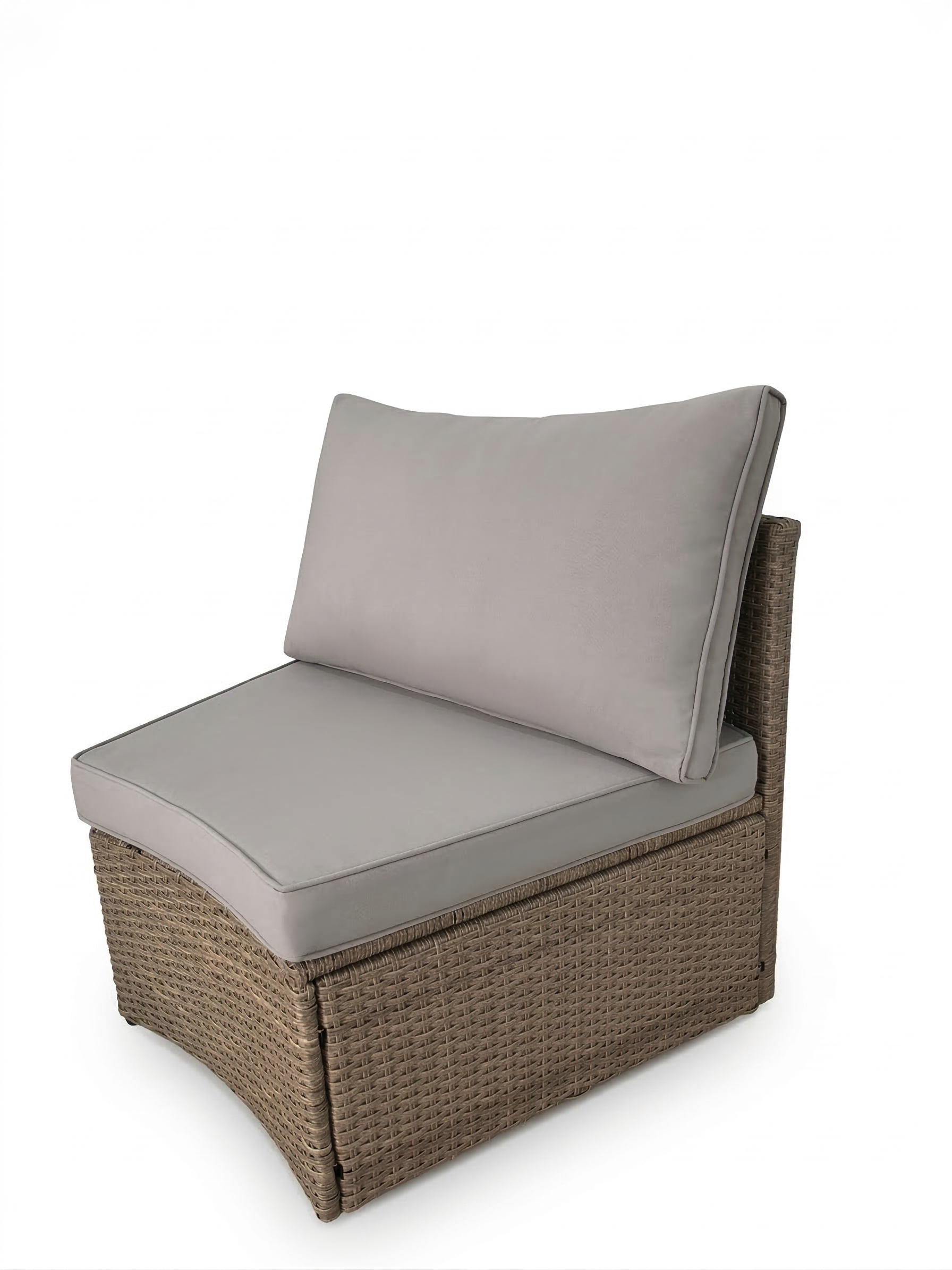 Outdoor Sectional Set PE Rattan Steel Gray 8 Piece Half Moon Seats 6