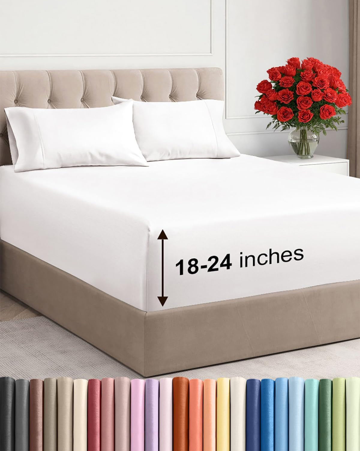 Extra Deep Pocket Sheet Set 4 Piece Breathable Soft Cooling Bedding Wrinkle Free