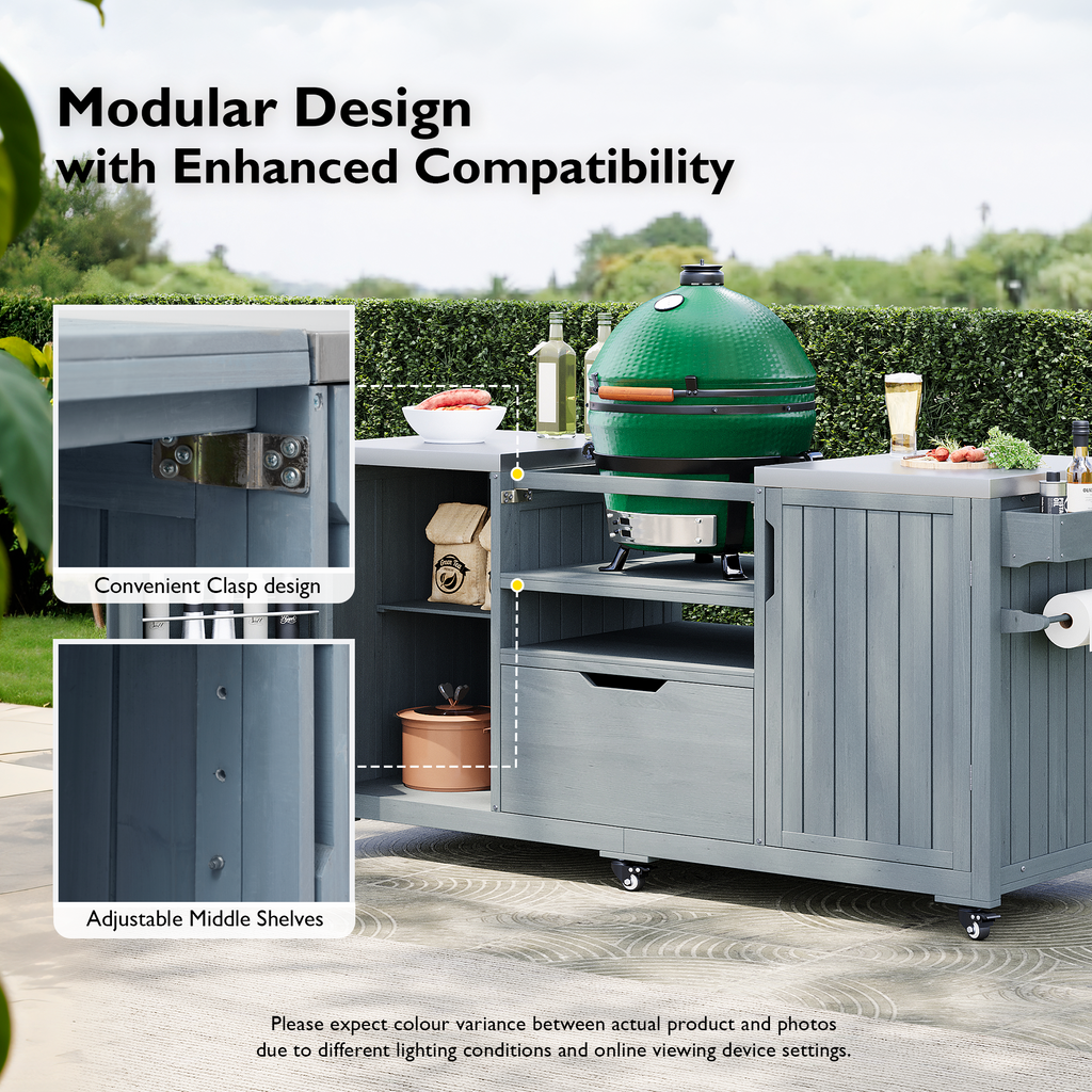 Outdoor Grill Island Cart 66.5" Stainless Steel Tabletop