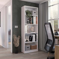 White 4-Shelf Bookcase with Multi-Tiered Storage for Office