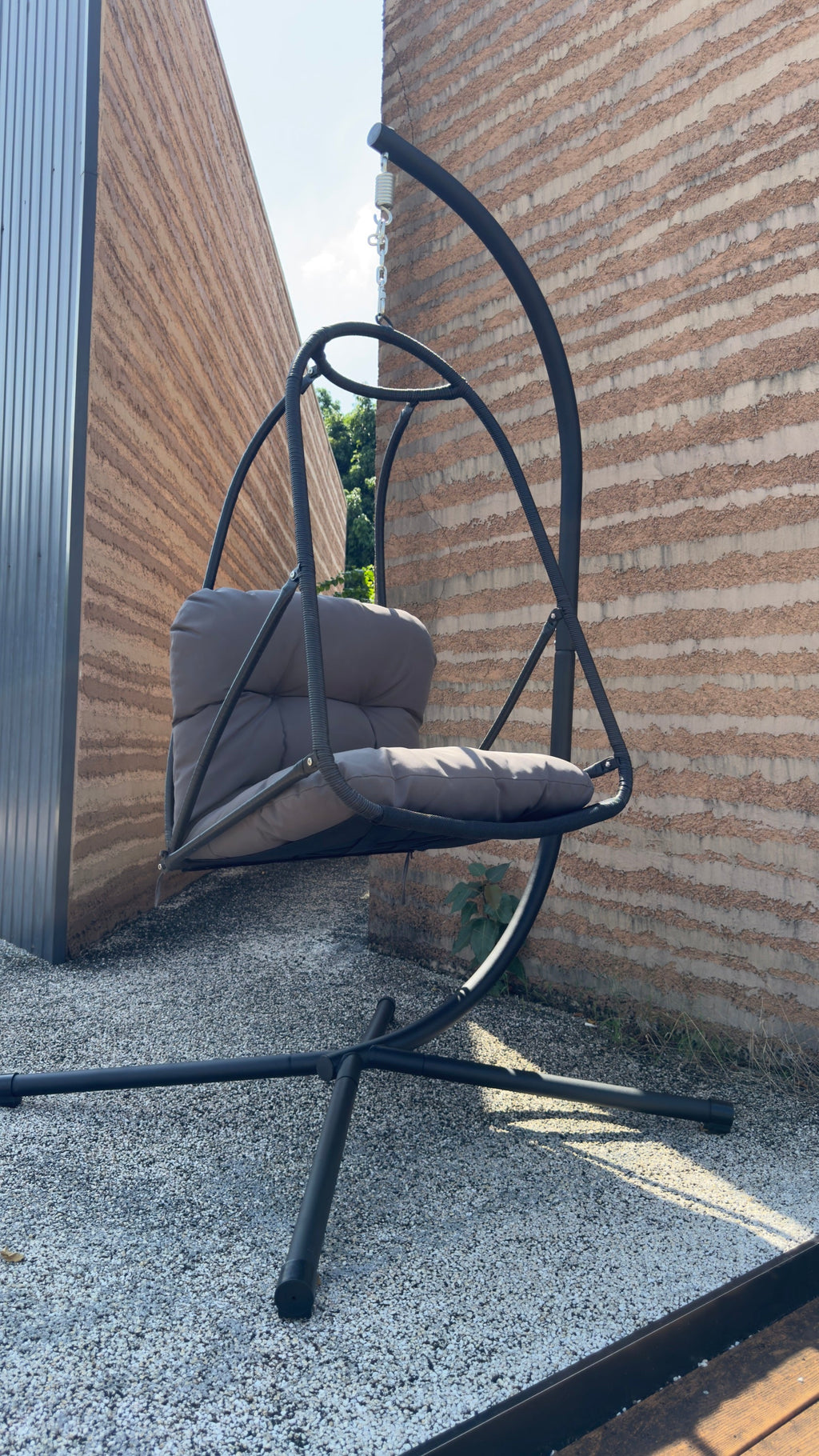 Wicker Rattan Swing Egg Chair with Stand Indoor Outdoor