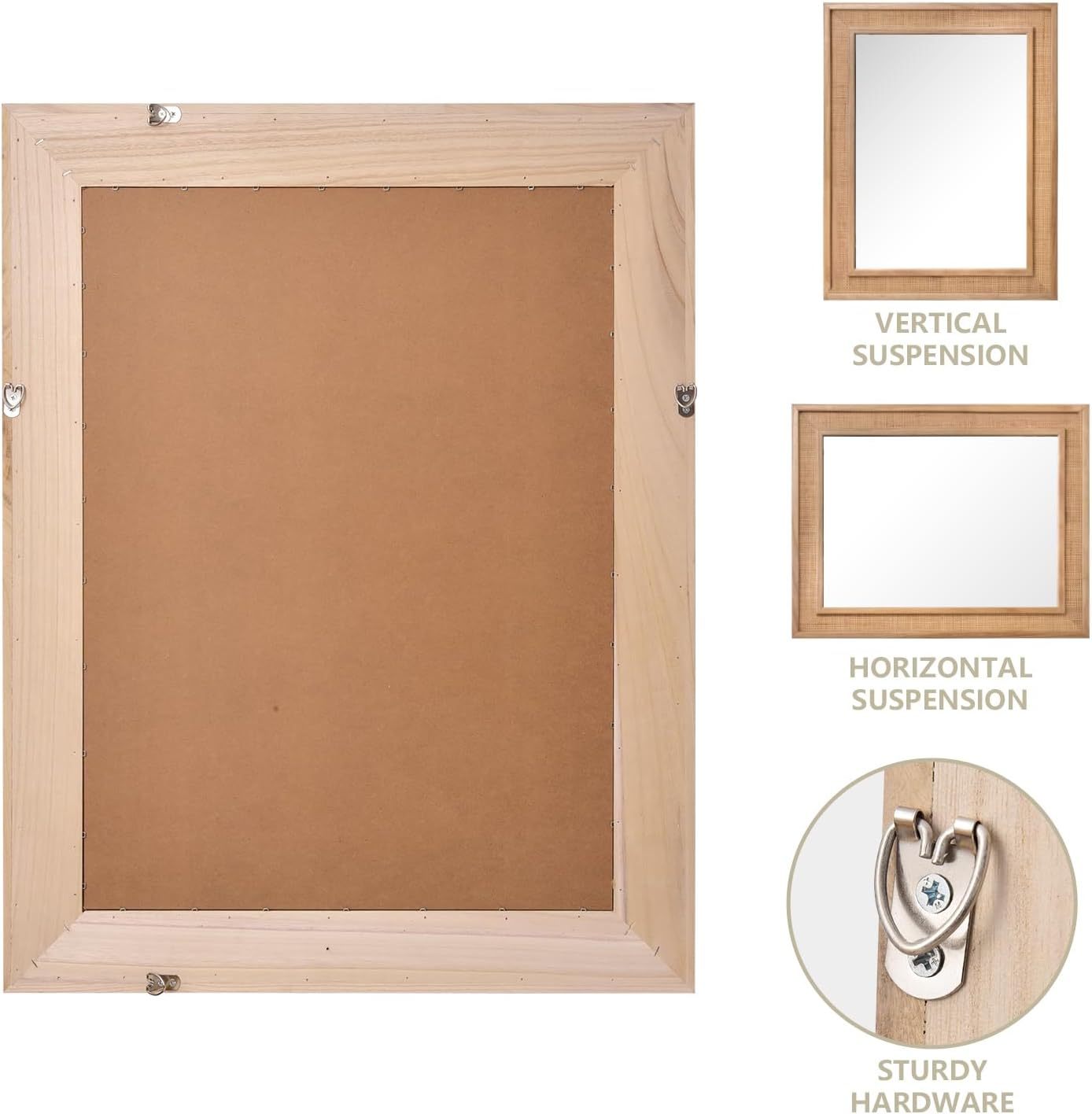 24x36 Rattan Rectangle Wood Frame Mirror