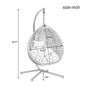 Rattan Hanging Egg Chair with Stand and Cushion