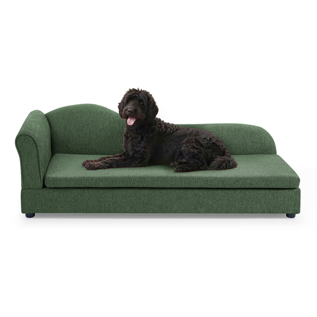 Medium/Large Dog Sofa Wave Backrest Linen Olive Green