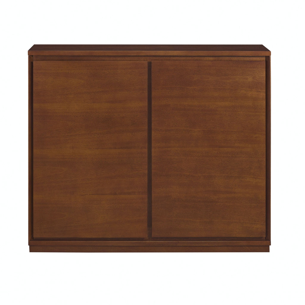Walnut Sideboard Buffet Cabinet with Outlet Holes Storage