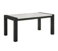 White Faux Marble Dining Table Wood Veneer Black Finish