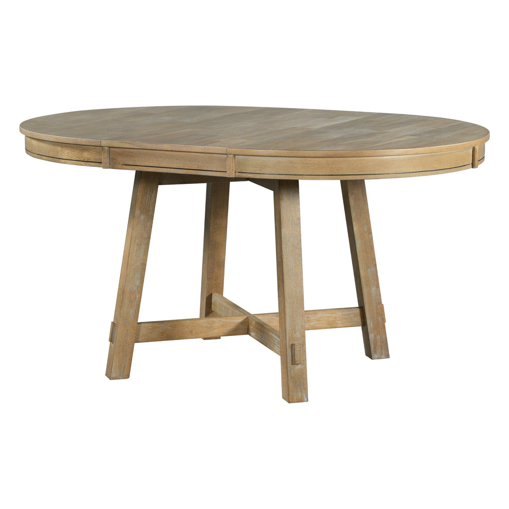 Gia Round Extendable Dining Table with Leaf, Natural Wood