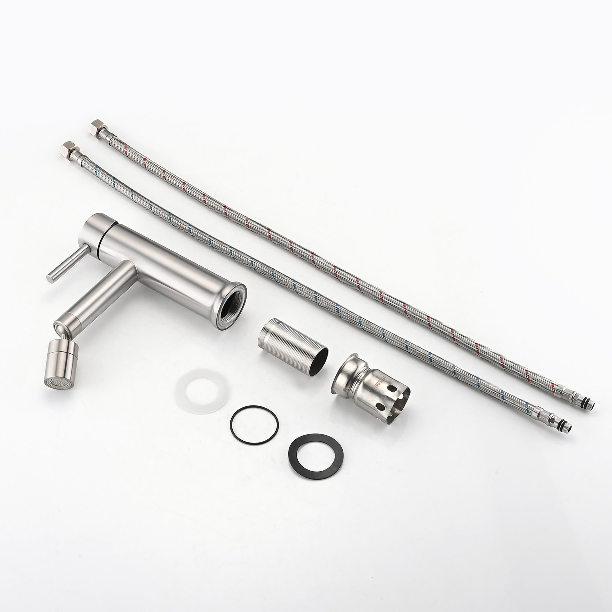 Brushed Nickel Bathroom Faucet 360° Rotating Aerator 2 Mode
