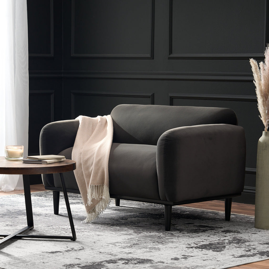 50" Dark Gray Upholstered 2-Seater Loveseat Sofa
