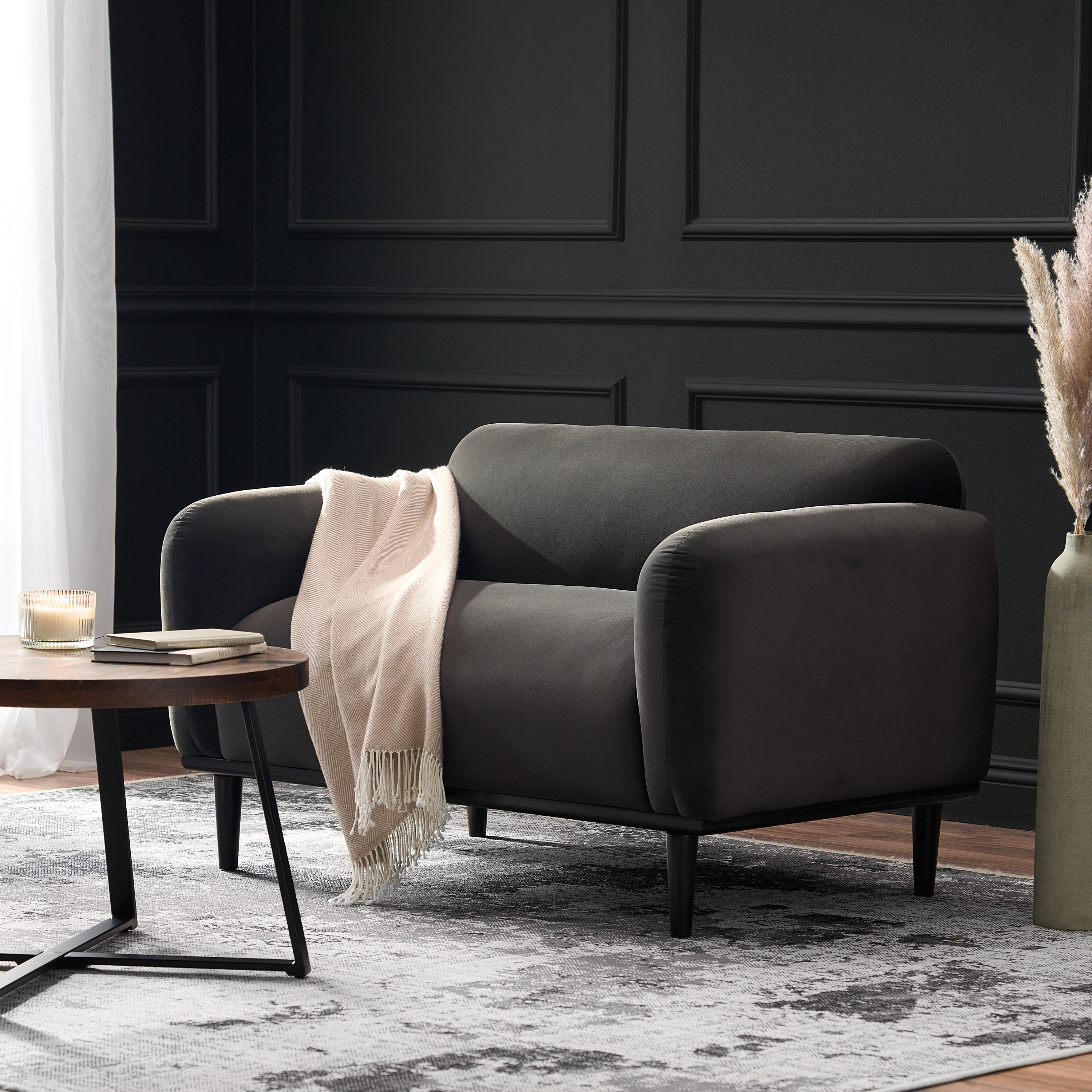 50" Dark Gray Upholstered 2-Seater Loveseat Sofa